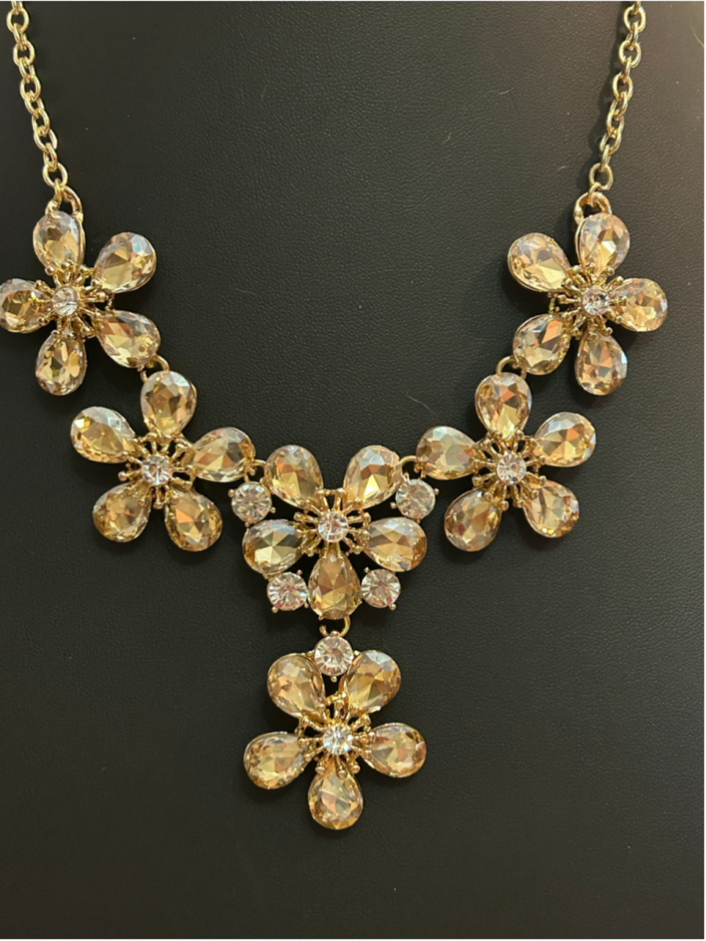 Women's Natasha Gold Tone Floral Statement Necklace One Size 16” 2” extension